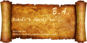 Babák Agnéta névjegykártya